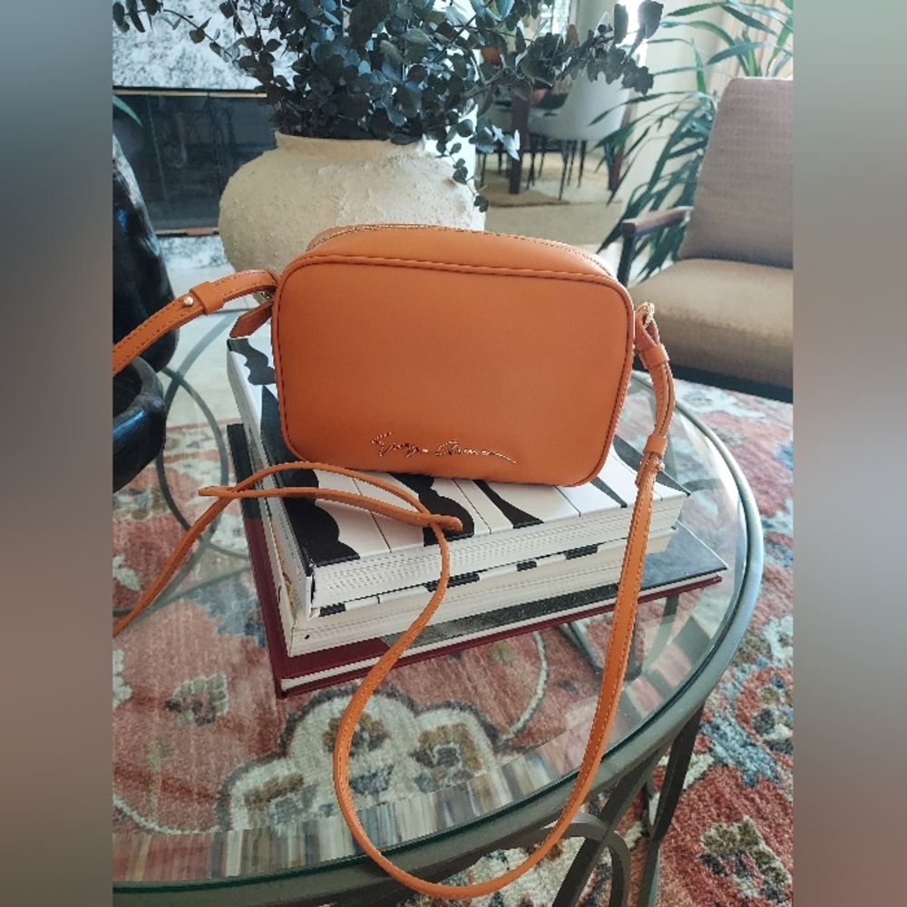 Georgio Armani Lux Leather Orange Crossbody Bag NWOT